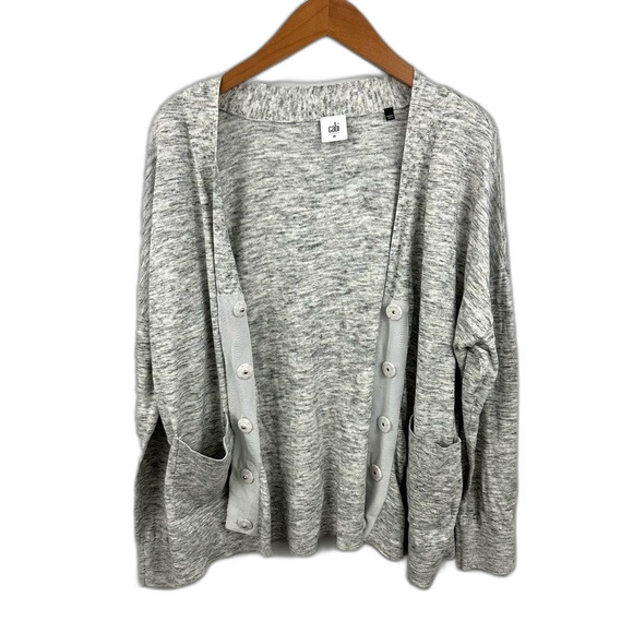 CAbi Marble Grey Snap Button-Front Cardigan Size Medium - Picture 5 of 16